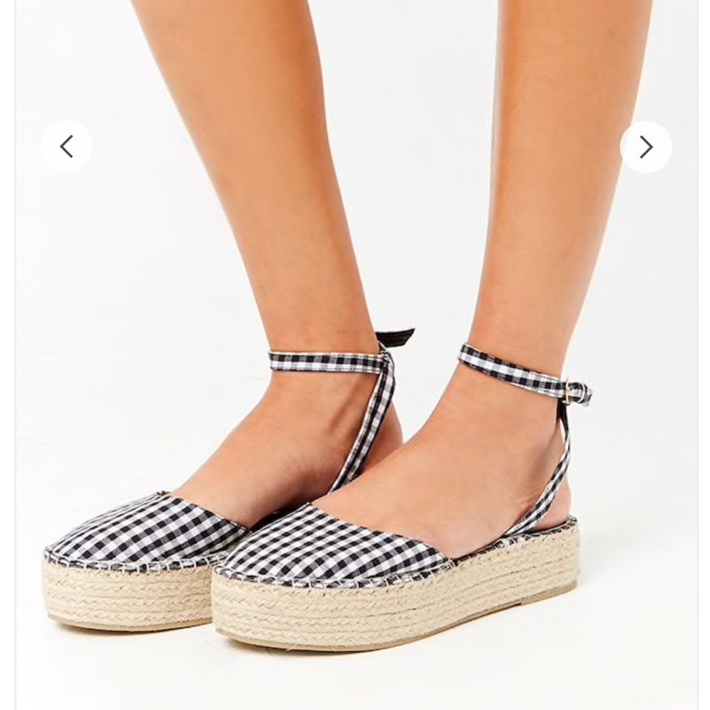 Gingham Espadrille Flatform Sandals